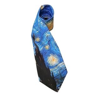 VTG Van Gogh Starry Night Necktie Ralph Marlin USA Artsy Collectoer Heritage